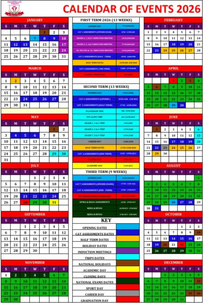 Calendar of events